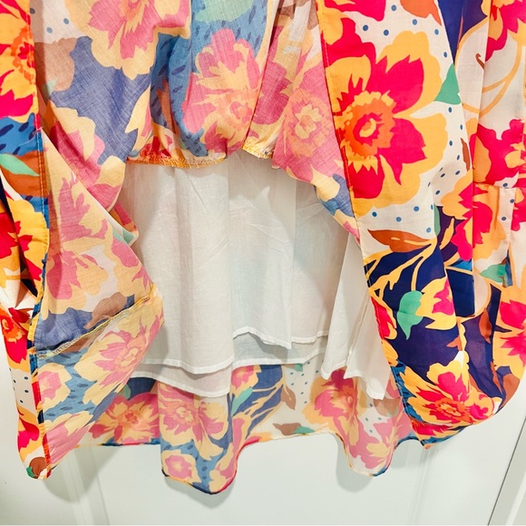 NWOT Avara Floral Polkadot Tiered Maxi Dress Short Sleeve with Tie Sz. Medium - Picture 7 of 11